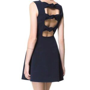 2/$16 Zara Woman Navy Fit & Flare Dress with 3 Bows in Back